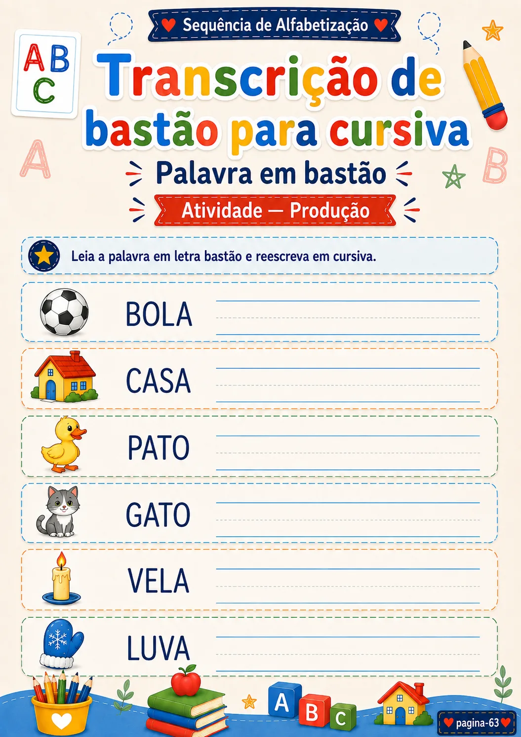 Página da Sequência de Alfabetização